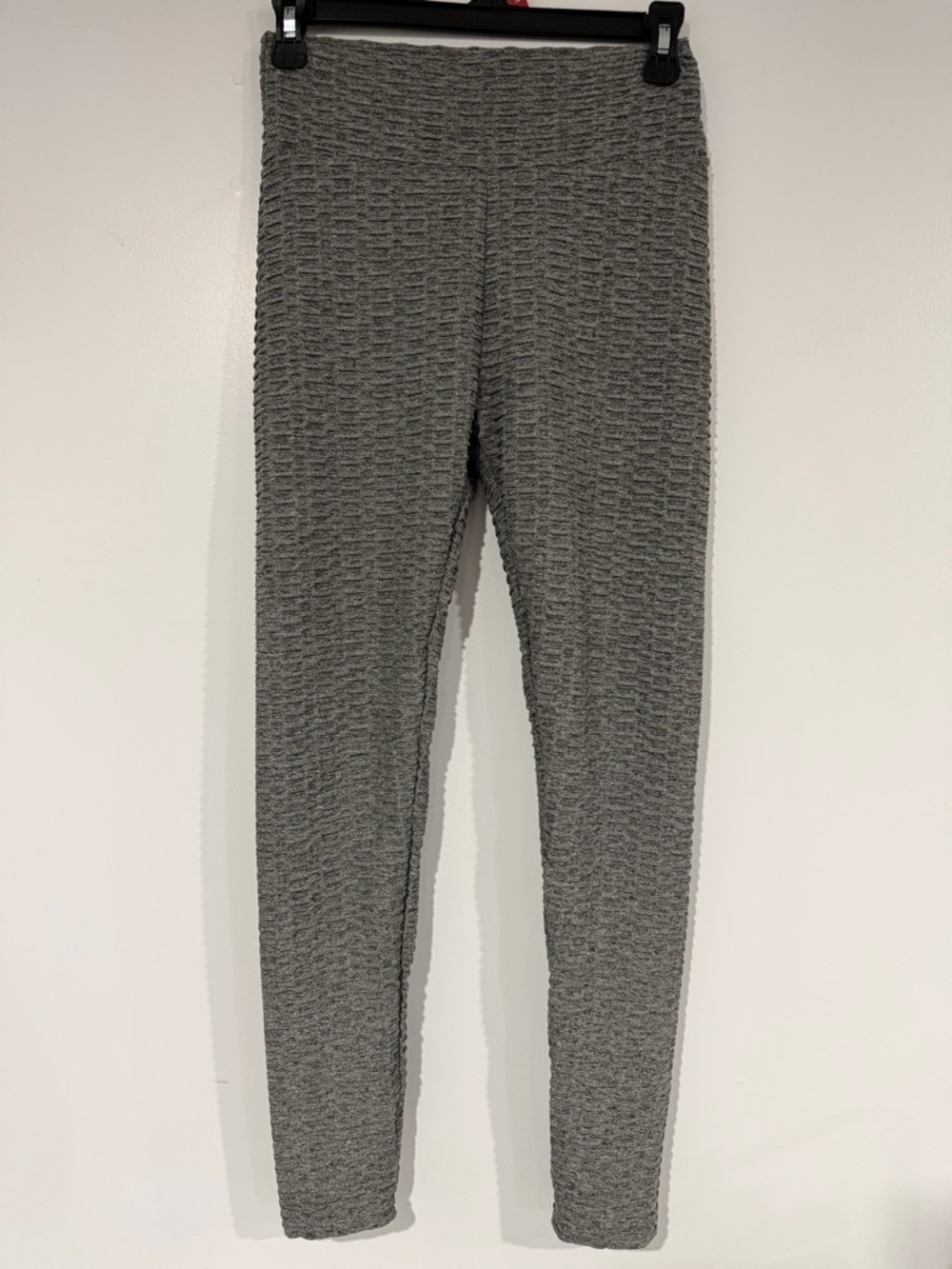 Source Unknown Gray Textured High-Waist Leggings